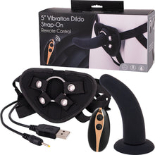 Load image into Gallery viewer, Seven Creations 5" Vibrating Dildo Strap-On Harness Set USB Couples Sex Toy