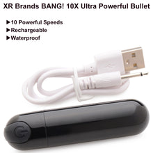 Load image into Gallery viewer, Bang! 10X Vibrating Metallic Bullet Black USB Rechargeable