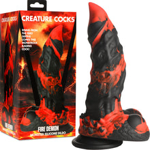 Load image into Gallery viewer, Creature Cocks Fire Demon Monster Silicone Dildo 8.5" Suction Cup Sex Toy