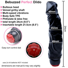 Load image into Gallery viewer, Bebuzzed Perfect 24cm Veined Vibrating Dildo G Spot Vibrator 9.5"