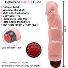 Load image into Gallery viewer, Bebuzzed Perfect 24cm Veined Vibrating Dildo G Spot Vibrator 9.5"