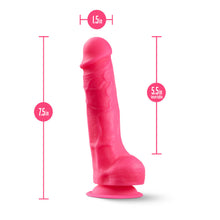 Load image into Gallery viewer, Neo Elite 7.5" Silicone Dual Density Cock Balls Dildo Neon Pink Sex Toy