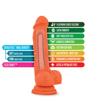 Load image into Gallery viewer, Neo Elite 7.5" Silicone Dual Density Cock Balls Dildo Neon Orange Sex Toy