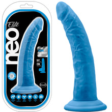 Load image into Gallery viewer, Neo Elite 7.5" Silicone Dual Density Cock Dildo Suction Cup Neon Blue Sex Toy