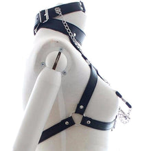 Load image into Gallery viewer, BDSM Slave Bra Open Mouth Gag Nipple Clamps Bondage Restraint Faux Leather