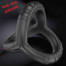 Load image into Gallery viewer, Double Cock Ring Male Penis Balls Erection Enhancer Couples Delay Cocksling