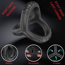 Load image into Gallery viewer, Double Cock Ring Male Penis Balls Erection Enhancer Couples Delay Cocksling