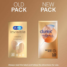 Load image into Gallery viewer, Durex Invisible Wide Fit Condoms Larger 10's