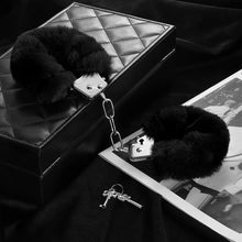 Load image into Gallery viewer, Love Cuffs Furry BDSM Handcuffs Bondage Fluffy Metal Strong Restraints Black