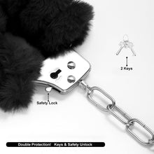 Load image into Gallery viewer, Love Cuffs Furry BDSM Handcuffs Bondage Fluffy Metal Strong Restraints Black