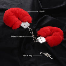 Load image into Gallery viewer, Love Cuffs Furry BDSM Handcuffs Bondage Fluffy Metal Strong Restraints Red