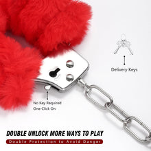 Load image into Gallery viewer, Love Cuffs Furry BDSM Handcuffs Bondage Fluffy Metal Strong Restraints Red