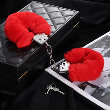 Load image into Gallery viewer, Love Cuffs Furry BDSM Handcuffs Bondage Fluffy Metal Strong Restraints Red