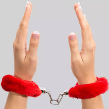 Load image into Gallery viewer, Love Cuffs Furry BDSM Handcuffs Bondage Fluffy Metal Strong Restraints Red