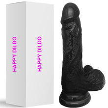 Load image into Gallery viewer, Happy 8.5" Realistic Dildo Veined Balls Suction Cup Black