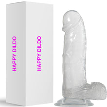Load image into Gallery viewer, Happy 6" Realistic Dildo Veined Balls Suction Cup Clear