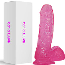 Load image into Gallery viewer, Happy 7" Realistic Dildo Veined Balls Suction Cup Pink