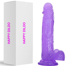 Load image into Gallery viewer, Happy 8" Realistic Dildo Veined Balls Suction Cup Purple