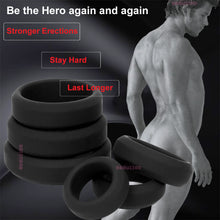 Load image into Gallery viewer, 6 Silicone Cock Rings Thick Strong Penis Balls Ring Erection Enhancer Couples