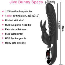 Load image into Gallery viewer, Jive Heated USB Rechargeable G-Spot Rabbit Vibrator Clitoral Stimulator