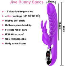 Load image into Gallery viewer, Jive Heated USB Rechargeable G-Spot Rabbit Vibrator Clitoral Stimulator