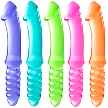 Load image into Gallery viewer, 9.5" Double Ended Dildo Jelly Ribbed Dong Flexible Lesbian Couples Sex Toy