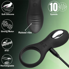 Load image into Gallery viewer, Longjohn Vibrating Couples Cock Ring Remote Control Clitoral Stimulator