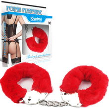 Load image into Gallery viewer, Lovetoy Fetish Pleasure Fluffy Hand Cuffs Red