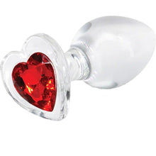 Load image into Gallery viewer, Crystal Desires Red Heart Glass Anal Plug Small