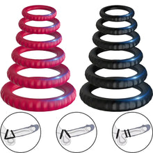 Load image into Gallery viewer, 6 Cock Balls Ring Strong Silicone Male Penis Erection Enhancer Couples Rings