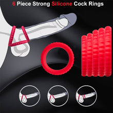 Load image into Gallery viewer, 6 Cock Balls Ring Strong Silicone Male Penis Erection Enhancer Couples Rings