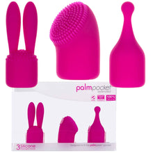Load image into Gallery viewer, PalmPower Pocket Extended Silicone Massage Heads 3 Pc Set