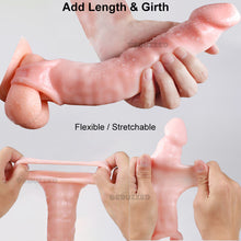 Load image into Gallery viewer, Realistic Penis Extender Sleeve Delay Cock Extension Ring 7" Couples Sex Toy
