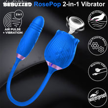 Load image into Gallery viewer, Rose-Pop 2-in-1 Air Pulse Clitoral Stimulator Sucking + Thrusting Dildo Vibrator