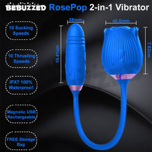 Load image into Gallery viewer, Rose-Pop 2-in-1 Air Pulse Clitoral Stimulator Sucking + Thrusting Dildo Vibrator