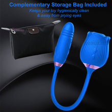 Load image into Gallery viewer, Rose-Pop 2-in-1 Air Pulse Clitoral Stimulator Sucking + Thrusting Dildo Vibrator
