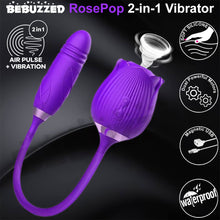 Load image into Gallery viewer, Rose-Pop 2-in-1 Air Pulse Clitoral Stimulator Sucking + Thrusting Dildo Vibrator
