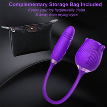 Load image into Gallery viewer, Rose-Pop 2-in-1 Air Pulse Clitoral Stimulator Sucking + Thrusting Dildo Vibrator