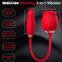 Load image into Gallery viewer, Rose-Pop 2-in-1 Air Pulse Clitoral Stimulator Sucking + Thrusting Dildo Vibrator