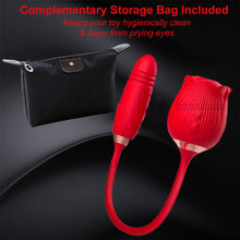 Load image into Gallery viewer, Rose-Pop 2-in-1 Air Pulse Clitoral Stimulator Sucking + Thrusting Dildo Vibrator