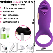 Load image into Gallery viewer, Steve Vibrating Cock Ring USB Rechargeable Couples Penis Vibrator