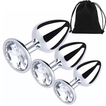 Load image into Gallery viewer, Anal Butt Plug Stainless-Steel Dildo Anal Beads Crystal Jewel Metal BDSM Sex Toy