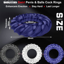 Load image into Gallery viewer, 3 Cock Ring Thick Strong Penis Balls Rings Couples Erection Enhancer Stretchable