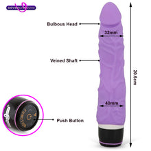 Load image into Gallery viewer, Seven Creations Silicone Classic Trojan 8" Vibrating Dildo Vibrator Sex Toy