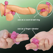 Load image into Gallery viewer, Vibrating Butterfly Cock & Balls Ring Finger Vibrator