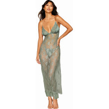 Load image into Gallery viewer, Dreamgirl Long Chemise w G-String Sage