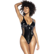 Load image into Gallery viewer, Wet Look Vinyl Bodysuit Black