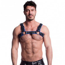 Load image into Gallery viewer, Vegan Bulldog Harness Black and Blue
