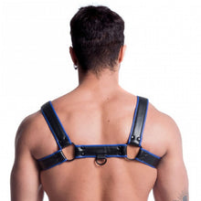 Load image into Gallery viewer, Vegan Bulldog Harness Black and Blue