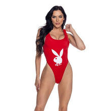Load image into Gallery viewer, PlayBoy Black High-Leg 1 Pc Swimsuit with Bunny Head Logo